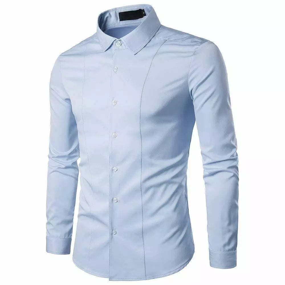 Mens Casual Formal Shirts Slim Fit Shirt Top Long Sleeve PS 29 Lyon Becker